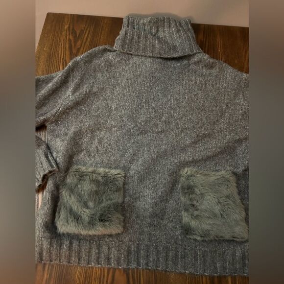 Zara Slouchy oversized Turtleneck sweater alpaca blend Womens S fur pockets Boho - Picture 12 of 15